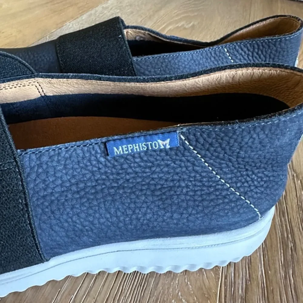 MEPHISTO Tilford Nubuck Slip-On Shoe Navy Comfort Walking Size 8 NEW